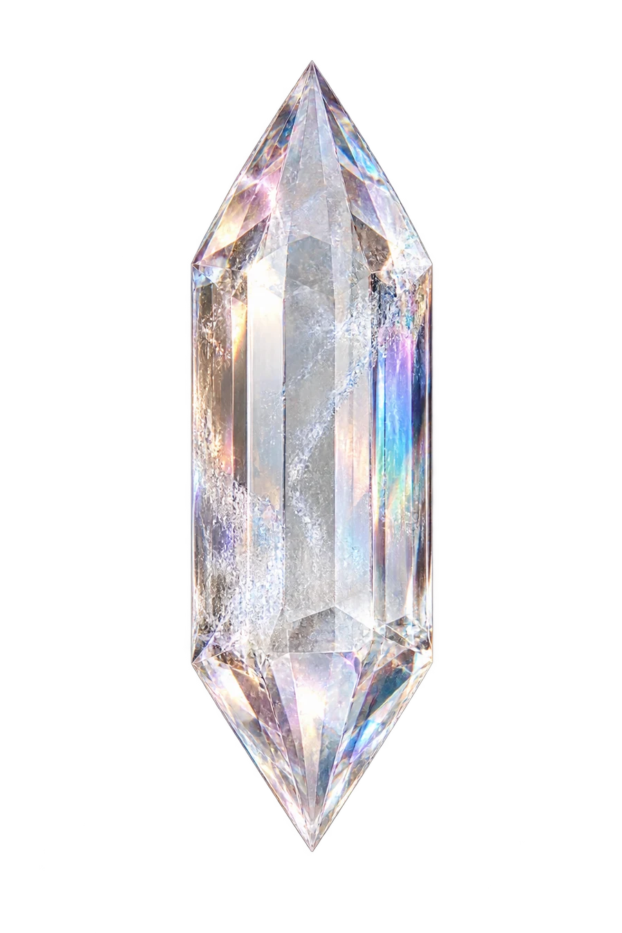 A luminous, faceted inner diamond with soft prismatic light